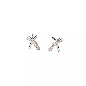 Sterling Silver cross X pavé earrings